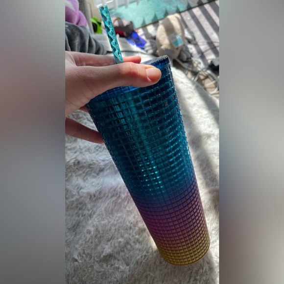 NWT - Starbucks 24 oz Spring Ombré blue/pink/yellow Reusable Cold Cup w/ texture - Picture 5 of 9